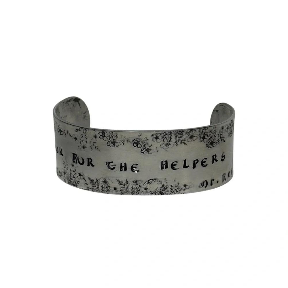 Handmade Mr. Rogers quote adjustable silver hypoallergenic wide‎ cuff bracelet